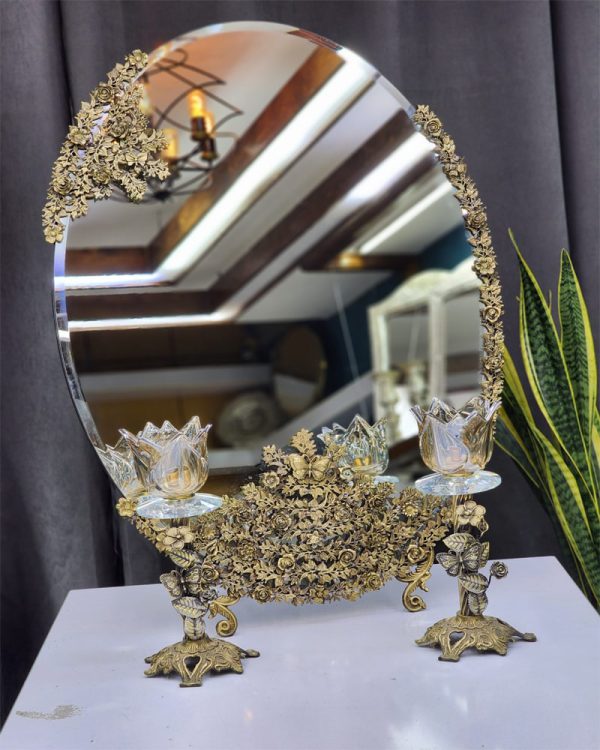 آینه شمعدان زنبق - برنز عمارت